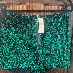 Anthropologie Green Sequin shirts